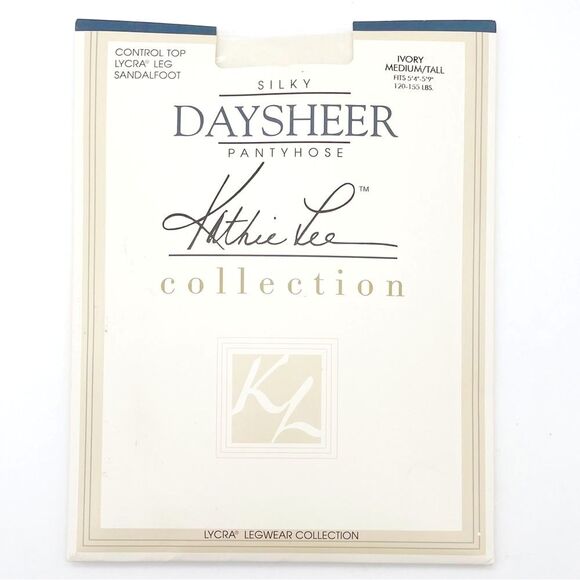 NWT Vintage Kathie Lee Daysheer Control Top Sandalfoot Hose Ivory Sz Medium Tall - Picture 1 of 9